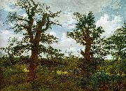 Caspar David Friedrich Landscape with Oak Trees and a Hunter oil painting reproduction